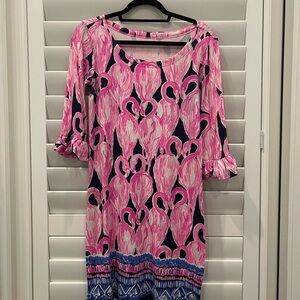 Lilly Pulitzer Pink & Navy Flamingo Print Dress